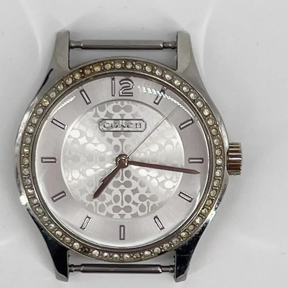 Coach Women’s Watch Silver Tone Crystal Bezel Signature C Dial